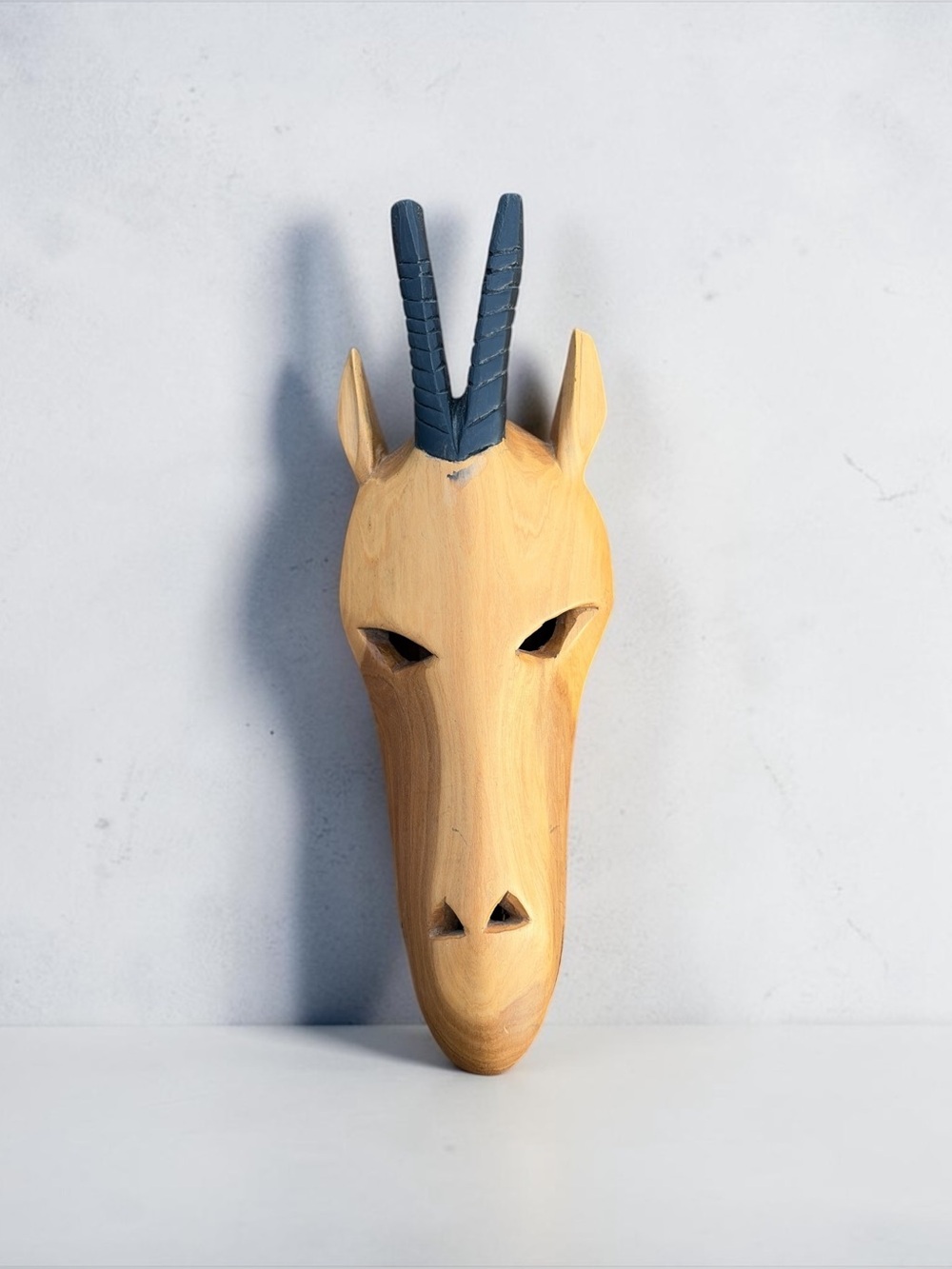 AFRICAN CARVED ANTELOPE MASK WALL DECOR